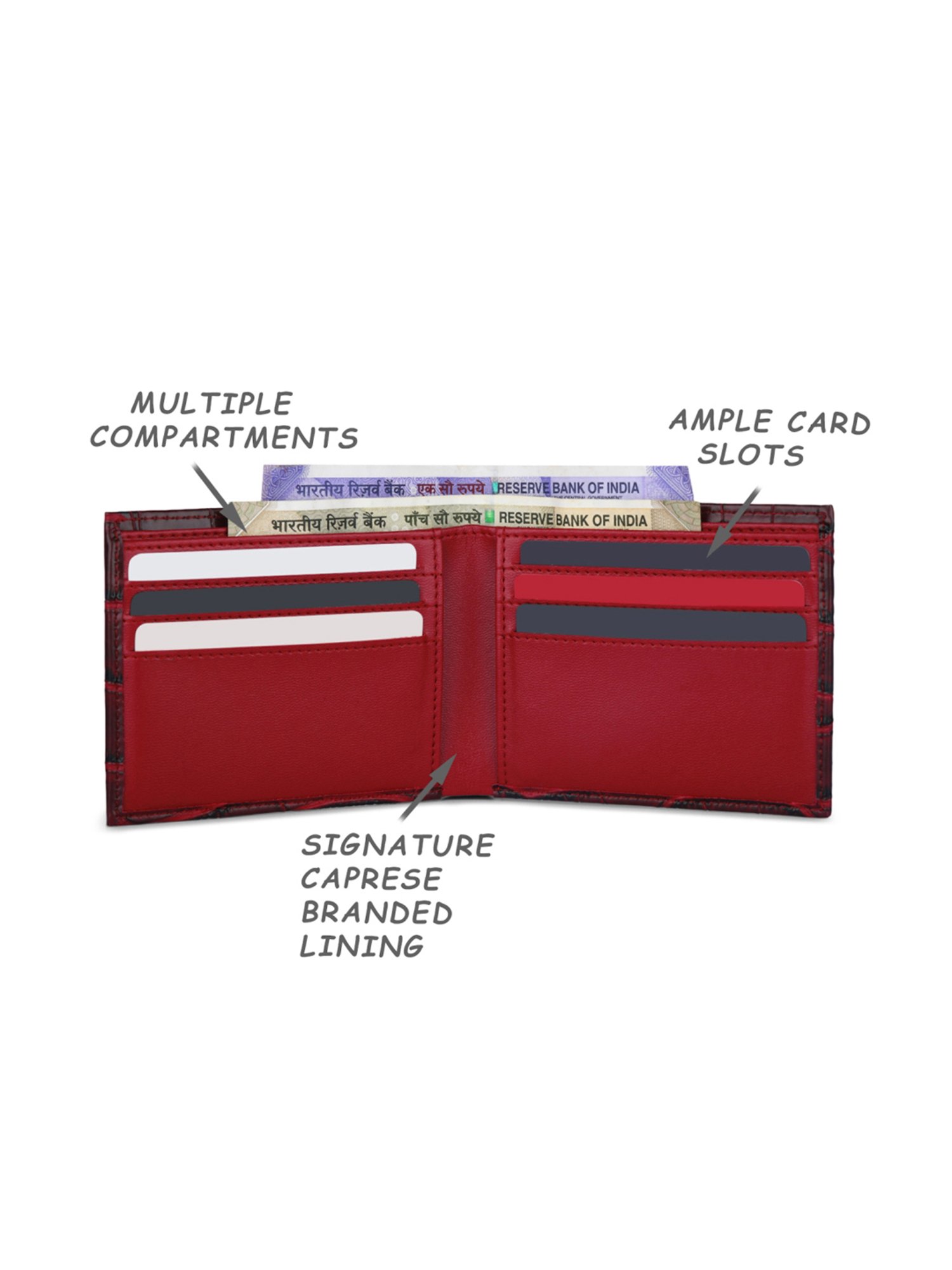 Caprese Red Casual Faux Leather Bi-Fold Wallet for Men