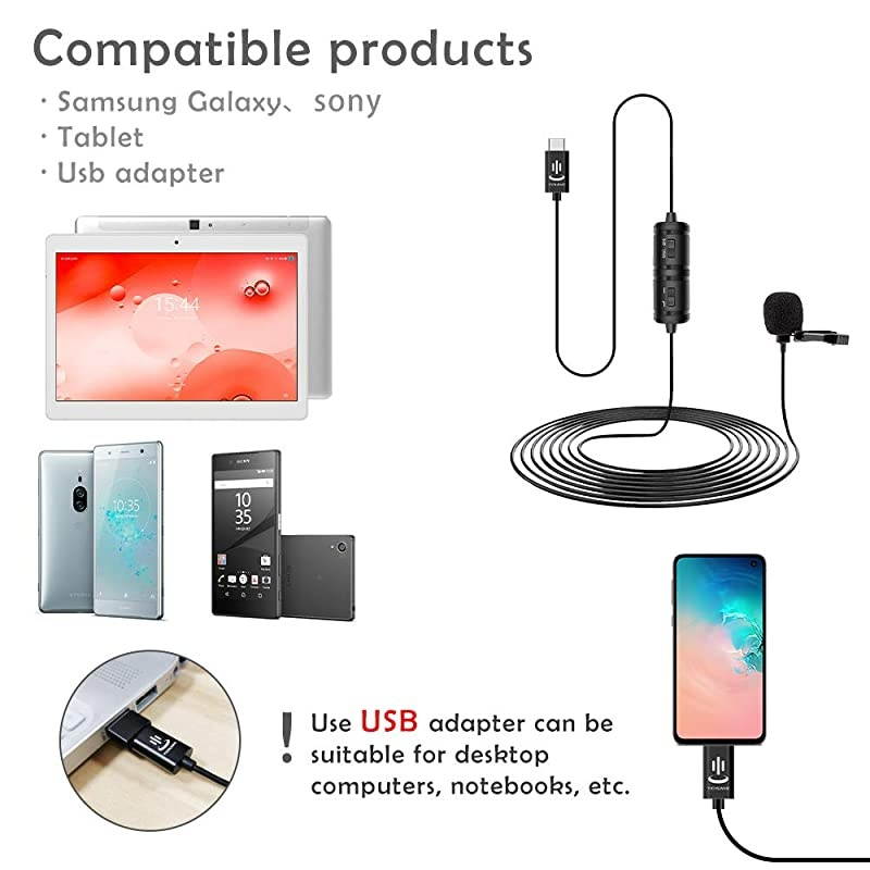 TypeC  Lavalier MicrophoneProfessional Omnidirectional Mic for iPhoneAndroidsCameras and LaptopNo Battery RequiredPerfect Camera Microphone for Recording YouTubeVideoVlogging