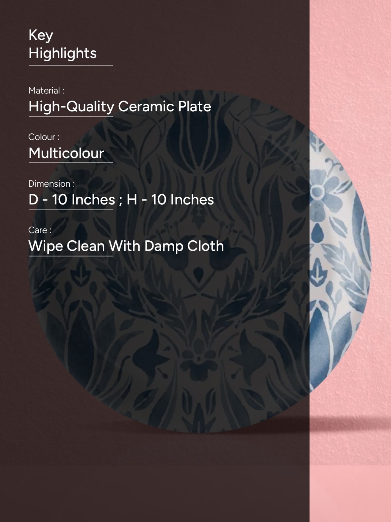 Nestroots Indigo Classic Multicolor Porcelain Wall Plate