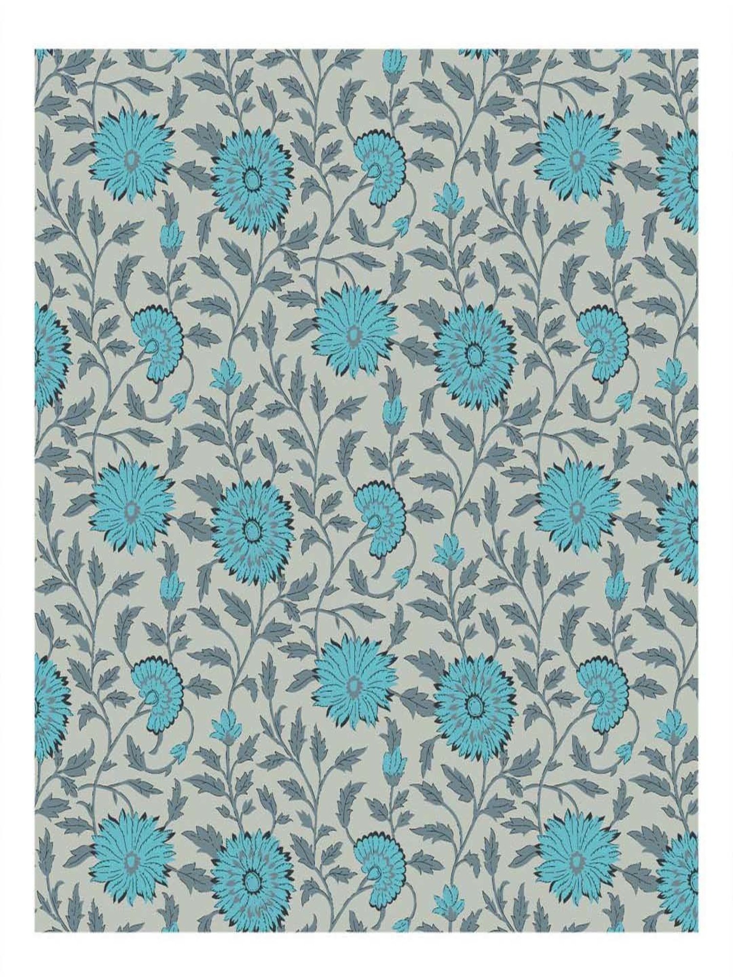 BELLA CASA Cuddle Floral Teal Blue 150 TC Cotton Single Bedsheet with 1 Pillow Cover