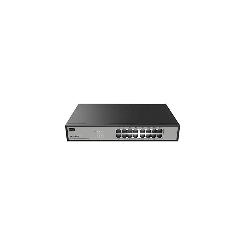 ST3116G 16 port Unmanaged 101001000M Gigabit Switch Desktop Ethernet Splitter Ethernet Hub Plug and Play Fanless Quite Traffic Optimization Sturdy Metal standard 19 inch rack mount with included moun