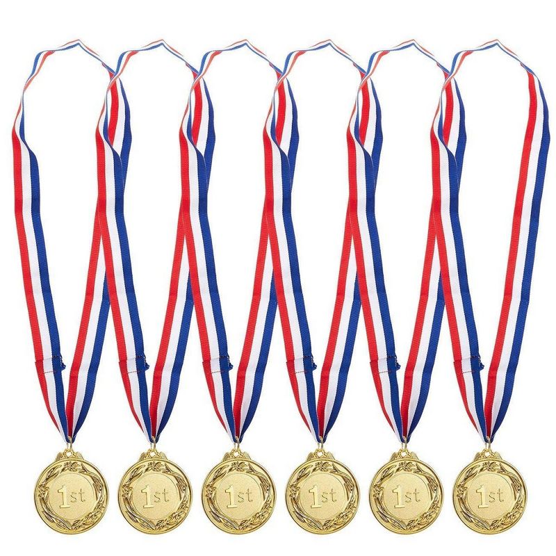 Juvale Pack of 6 Gold Winner Medals Metal Awards for Contests, Competitions & Games