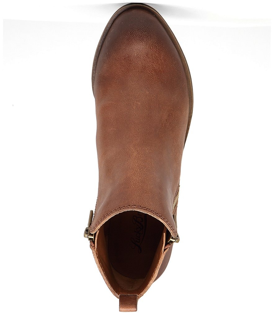 Lucky Brand Basel Smooth Leather Side Zip Block Heel Booties