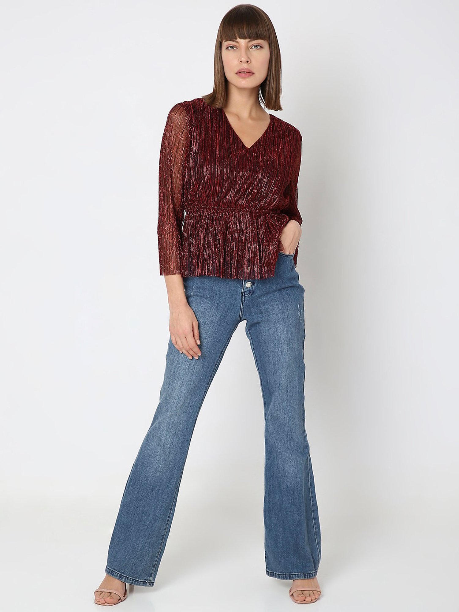 Vero Moda Maroon Regular Fit Top