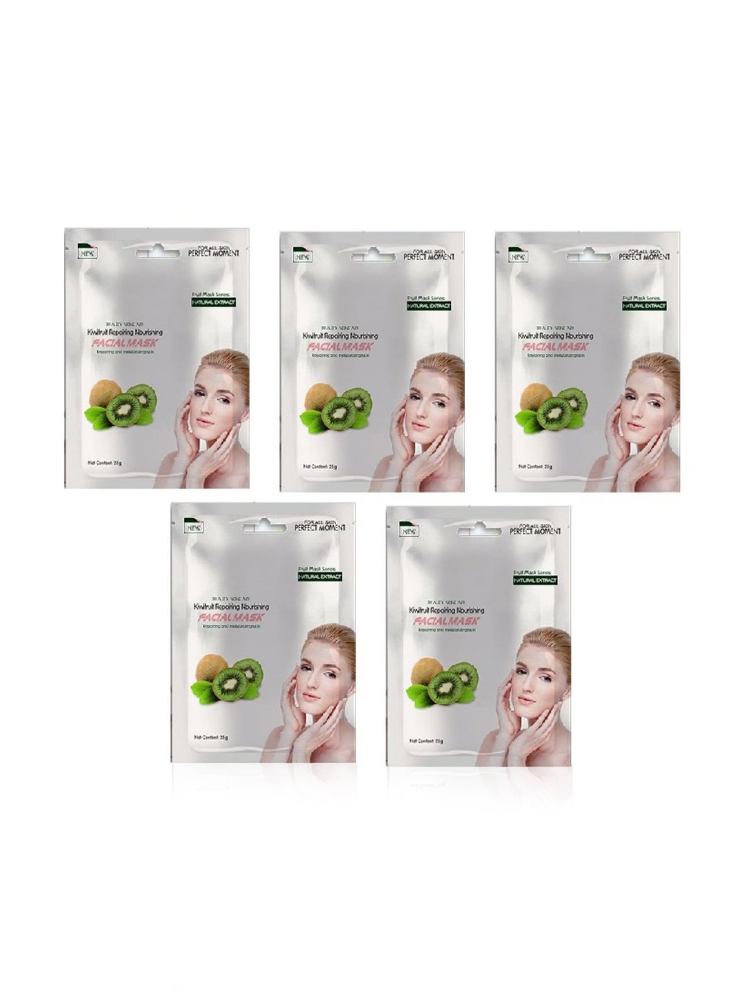 MONDSUB Kiwifruit Repairing Facial Sheet Masks (Pack of 5) - 25 gm Each