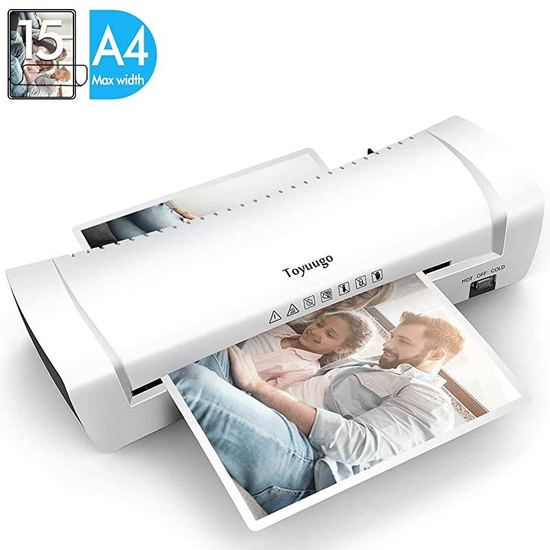 Laminator Machine Portable A4 Thermal Laminating Machine with Hot and Cold Settings AntiJAM ABS Button Fast Warmup and No Bubbles for Home Office School Including 15 Pouches