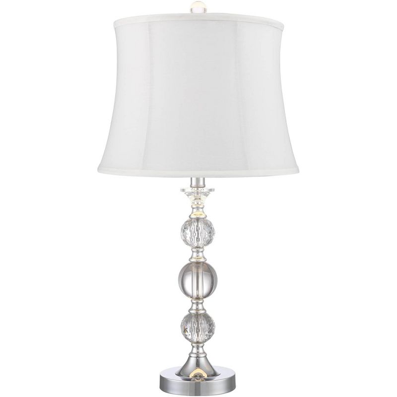 360 Lighting Solange Silver Stacked Crystal Cream Shade Table Lamps Set of 2