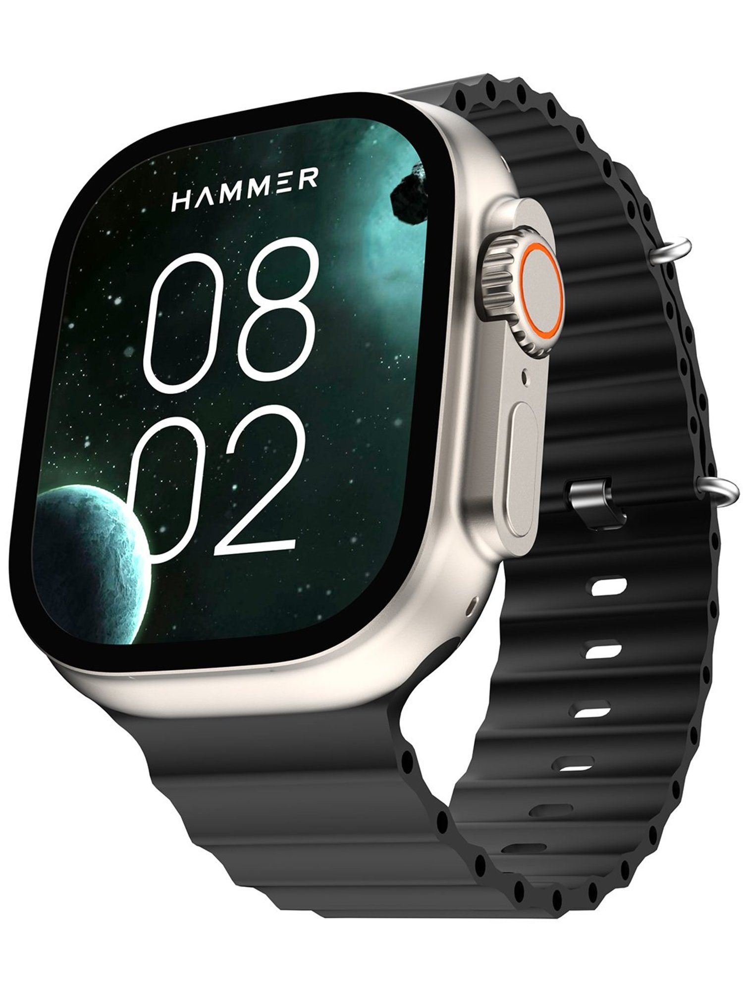 Hammer Active 2.0, 1.95 inch Display Bluetooth Calling Smartwatch, 600 NITS Brightness (Black)