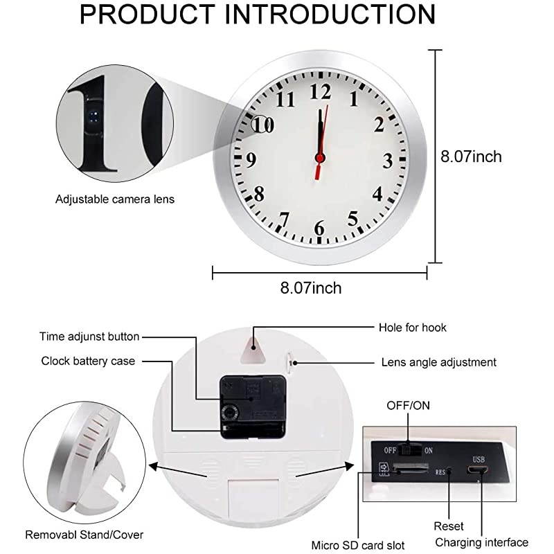 Spy Camera WiFi Wall Clock Camera, HD 1080P Nanny Cam DVR with Motion Detection,Real-Time Covert Clock Security Camera Monitor for Home and Office, No Night Vision&hellip;