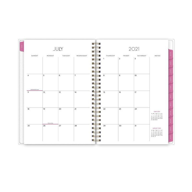 2021-22 Academic Planner Notes 5.875"x8.625" Flexible Plastic Cover Weekly/Monthly Wirebound Alcohol Ink Pink White - May Designs