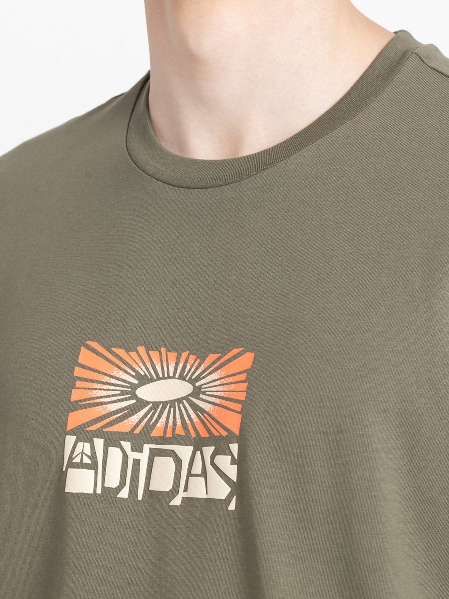 adidas Green Regular Fit Cotton Crew T-Shirt