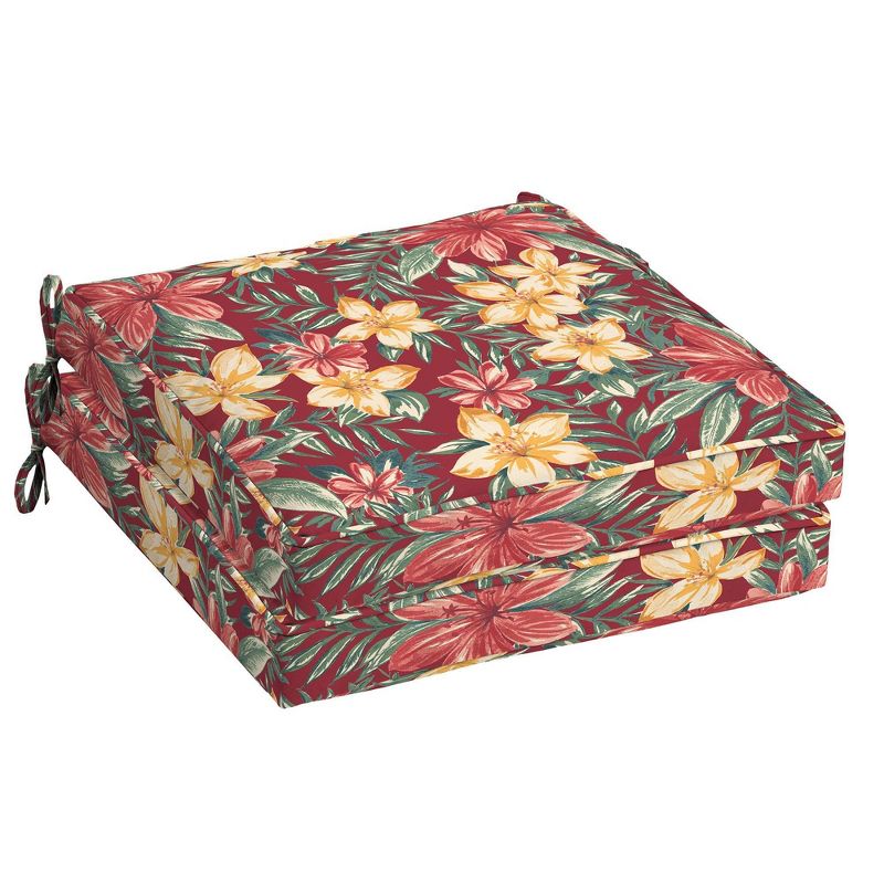 2pk Clarissa Tropical Single Welt Outdoor Seat Cushions Ruby - Arden Selections