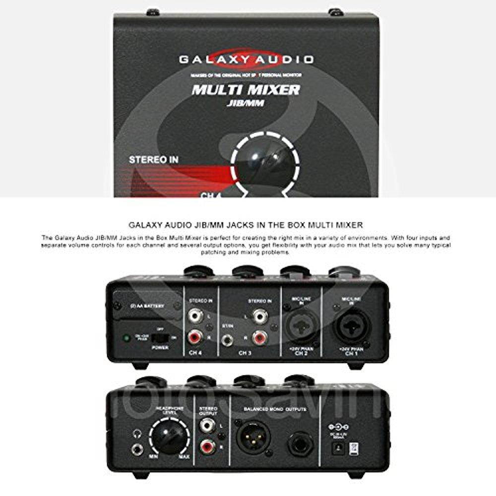 Galaxy Audio JIB/MM Jacks in the Box Multi Mixer Kit with Headphones+Batteries+Cables and FiberTique Cloth