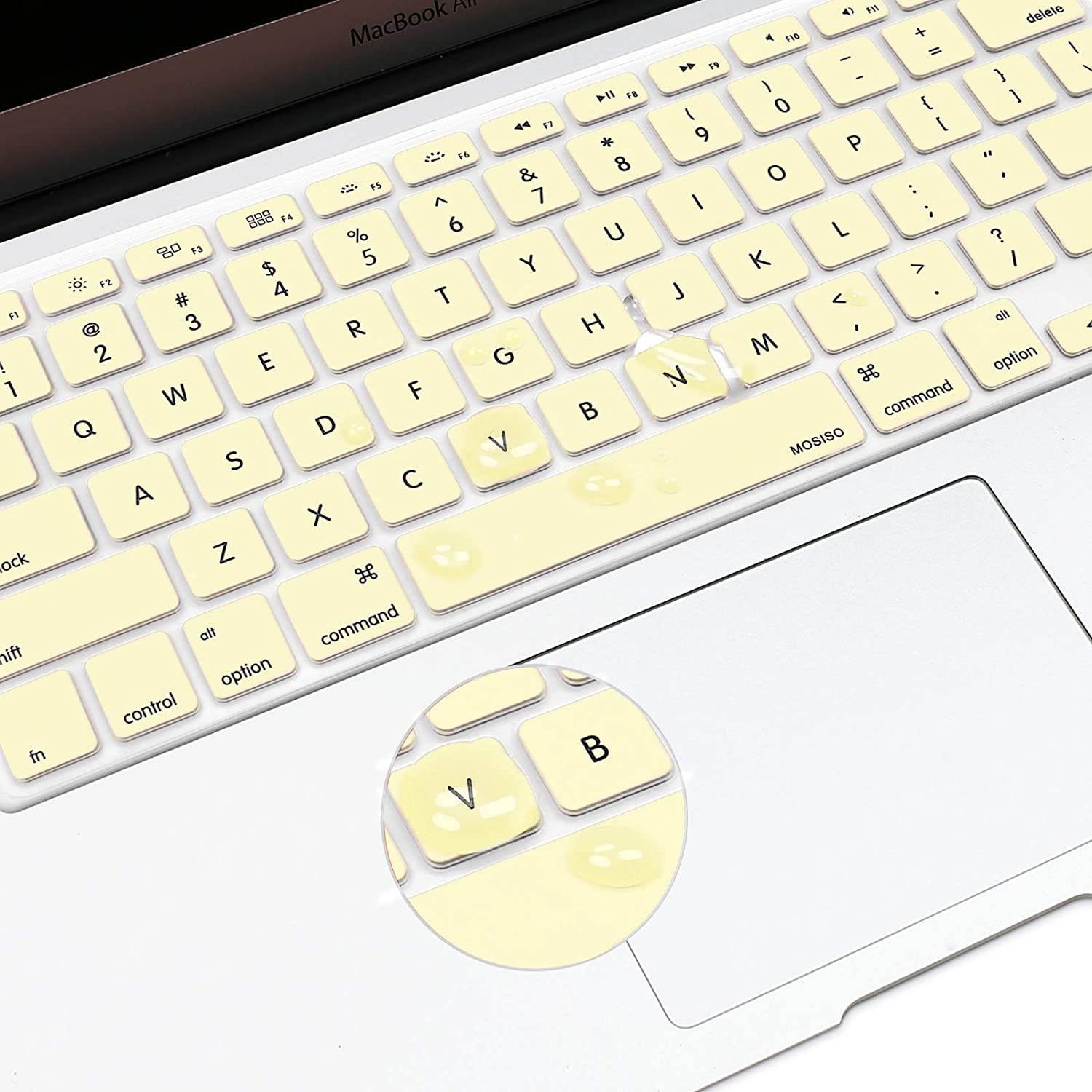 MOSISO Silicone Keyboard Cover Compatible with MacBook Pro 13/15 Inch (with/Without Retina Display, 2015 or Older Version),Older MacBook Air 13 Inch (A1466 / A1369, Release 2010-2017), Cream Yellow