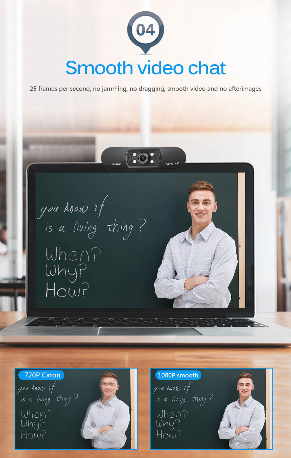 Webcam 1080P Computer Camera with Privacy Cover USB Connection Built-in Noise-reduction Microphone for Live Video