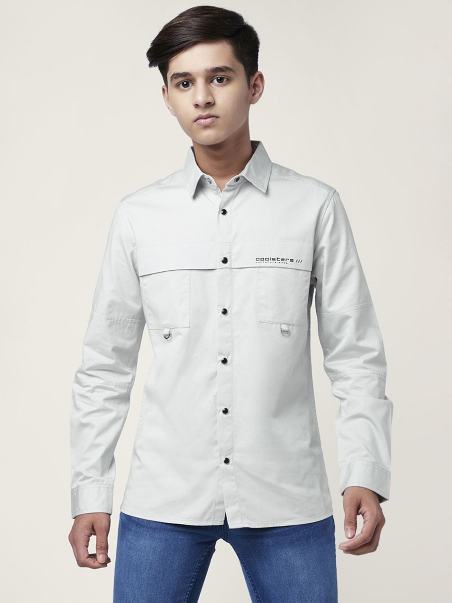 Coolsters by Pantaloons Kids Grey Cotton Printed Full Sleeves Shirt