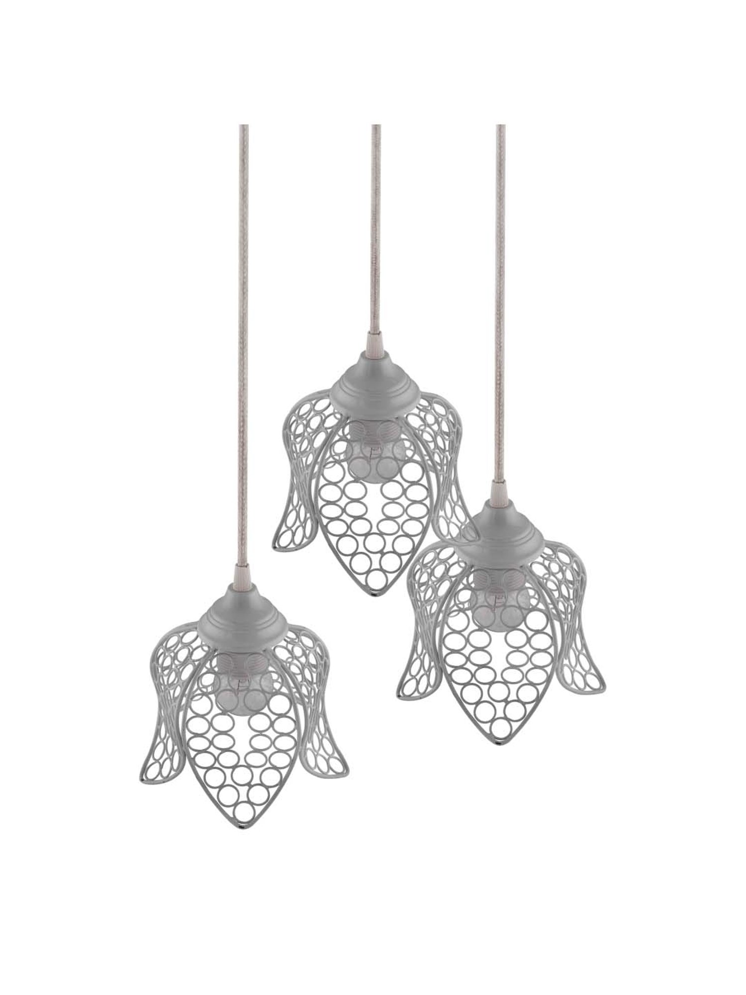 Homesake 3-Lights Round Cluster White Metal Lotus Pendant Light - Set of 1 (Bulb not included)