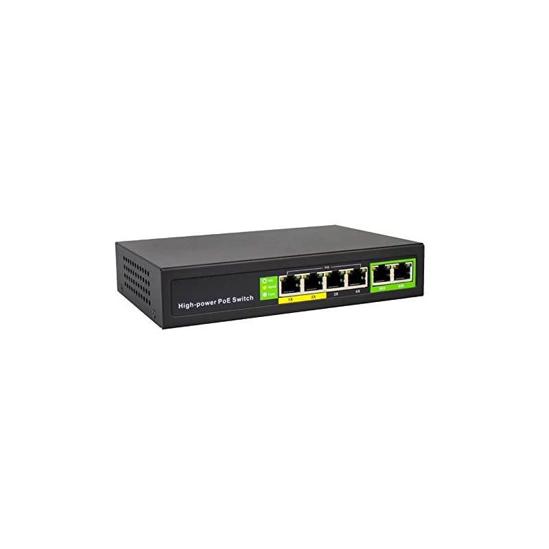Port PoE Switch 100Mbps with 2 Ethernet Uplink Port 8023at8023af 65W Unmanaged PoE+ Switch