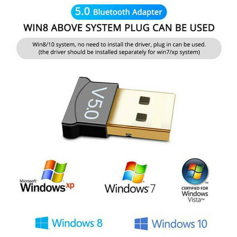 USB Bluetooth 5.0 Adapter for PC Win10/8.1/8/7/XP/Vista, Bluetooth Dongle Receiver/Transmitter for Desktop, Laptop, Computers, Printer