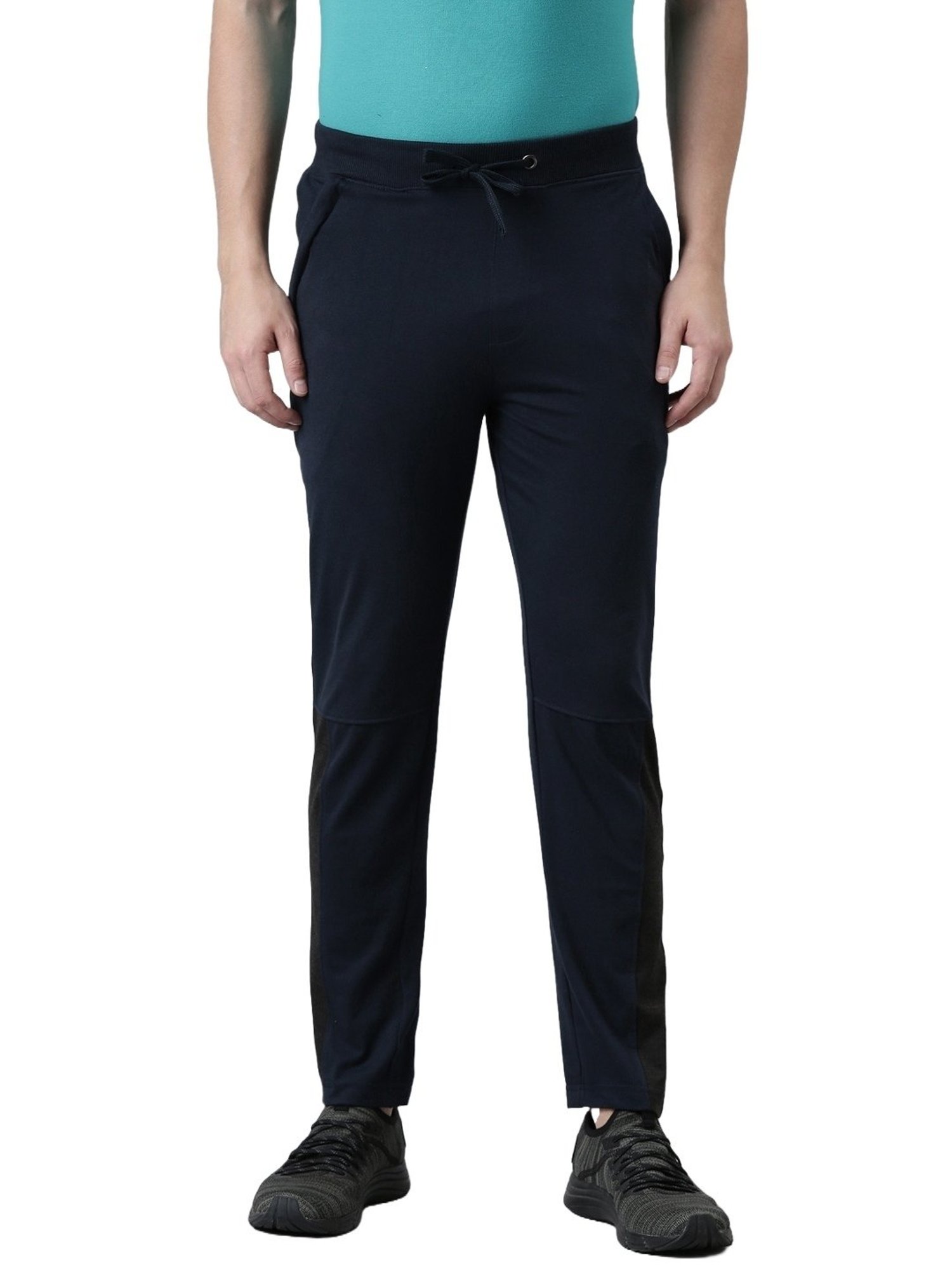 Force NXT Navy Cotton Regular Fit Sports Trackpants