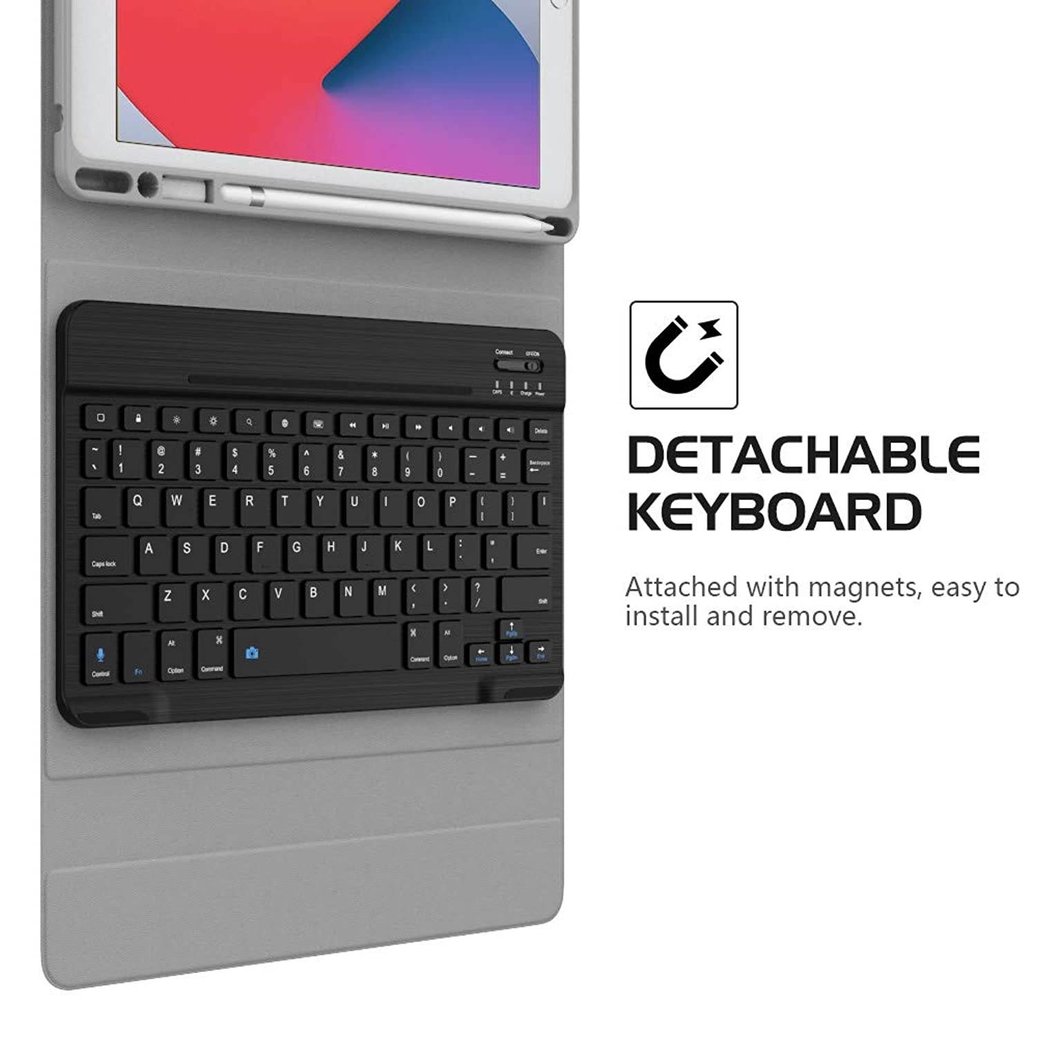MoKo Keyboard Case for New iPad 10.2 2020/2019 (10.2 inch) with Apple Pencil Holder, Wireless Keyboard Cover Case for Apple New iPad 8th Generation 2020 & iPad 7th Generation 10.2" 2019 - Indigo