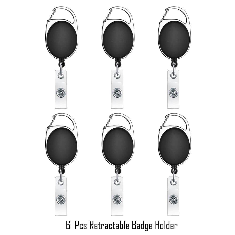 Selizo Retractable Badge ID Card Holders with Carabiner Reel Clip (6)