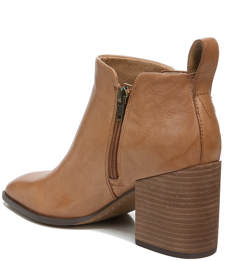 Vionic Lyssa Distressed Leather Square Toe Block Heel Booties