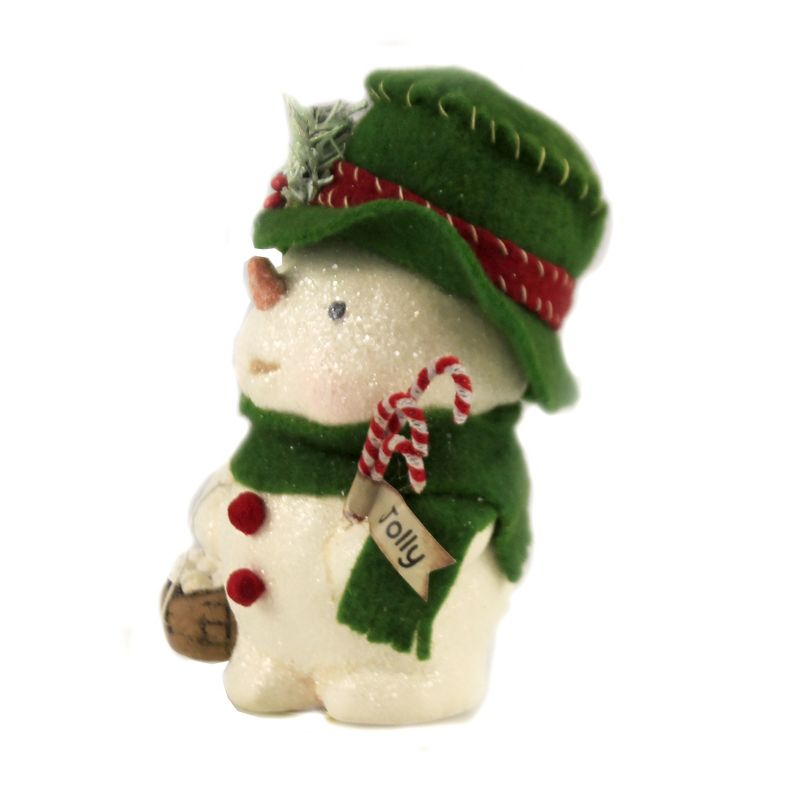 Christmas 5.0" Jolly Tiny Tim Snowman Basket Snowballs Candycane  -  Decorative Figurines