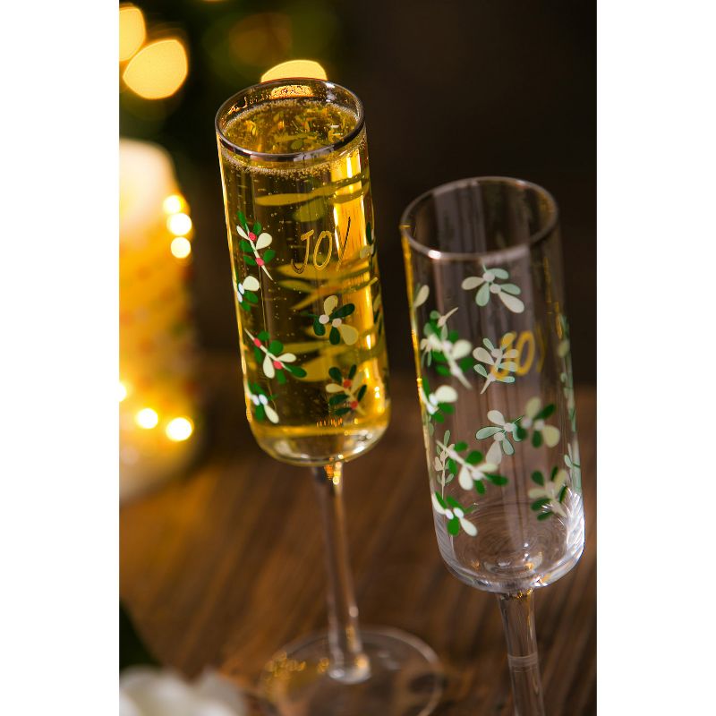 Evergreen Color Changing Champagne Flute 7oz Joy Set of 2