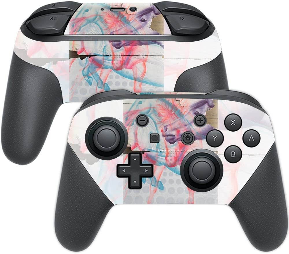 MightySkins Skin Compatible with Nintendo Switch Pro Controller - Damaged Horses | Protective, Durable, and Unique Vinyl Decal wrap Cover | Easy to Apply, Remove, and Change Styles | Made in The USA