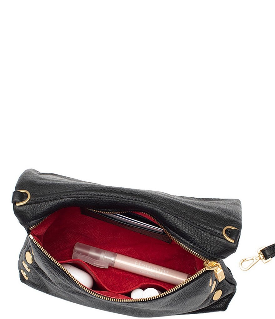 Hammitt VIP Studded Leather Fold-Over Zip Flap Medium Crossbody Bag