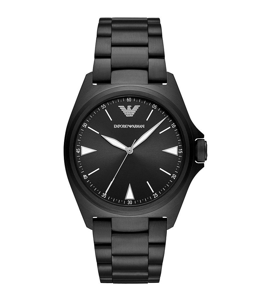 Emporio Armani Men's Quartz Analog Three-Hand Black Stainless Steel Watch