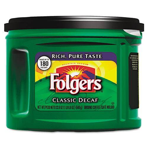 Folgers - 374 - Ground Coffee, Classic Roast Decaffeinated, Ground, 22 3/5oz, Can, 6/Carton