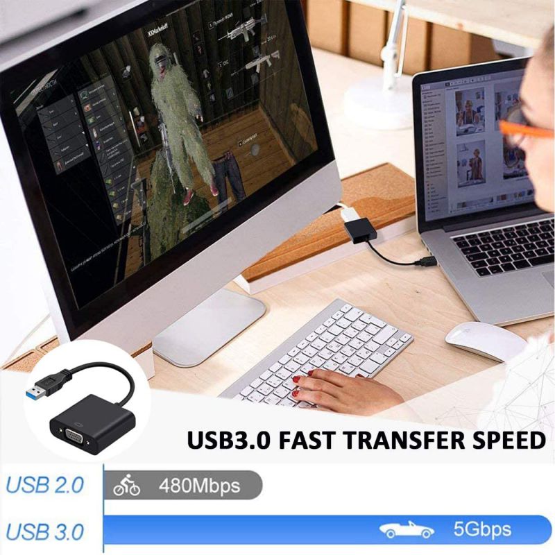 USB to VGA Adapter,Updated USB 3.0 to VGA Adapter Multi-Display Video Converter Compatible with PC Laptop Windows 7/8/8.1/10,Desktop, Laptop, PC, Monitor, Projector, HDTV