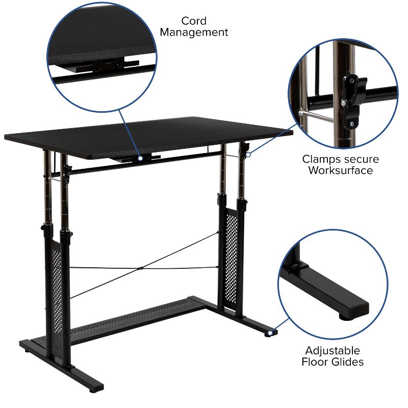 Emma and Oliver Work From Home Kit-Adjustable Desk, Ergonomic Mesh Office Chair, Filing Cabinet