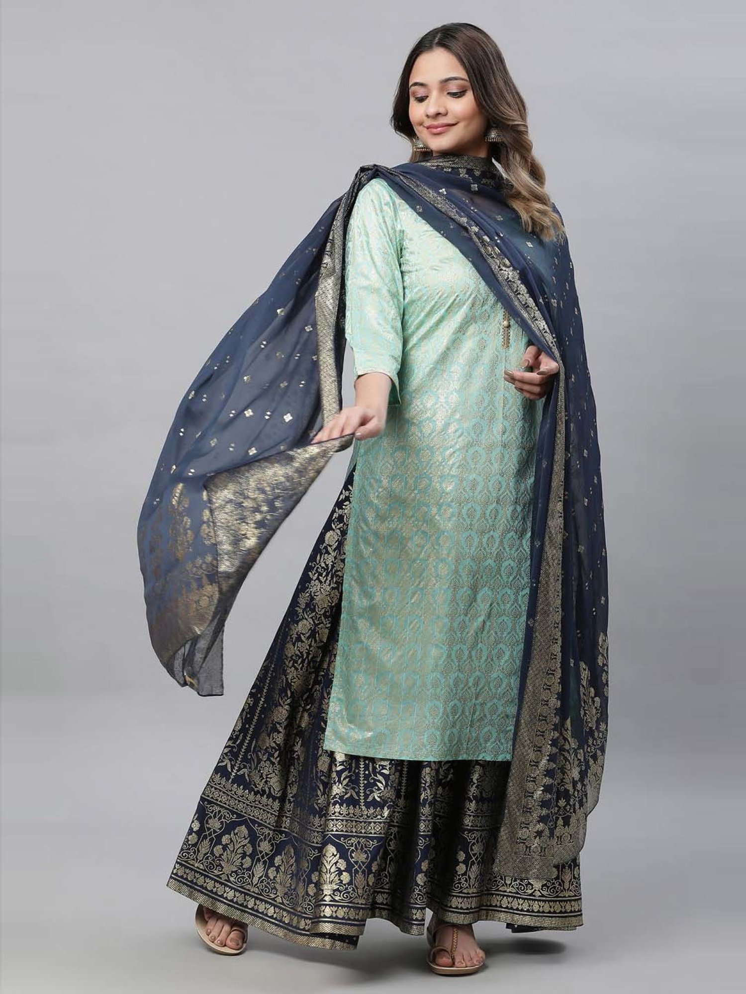 Aurelia Navy Printed Dupatta