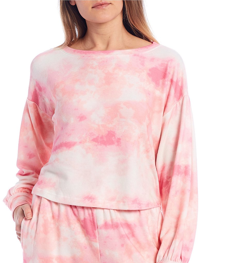 Coco + Jaimeson Coordinating Long Puff Sleeve Tie-Dyed Hacci Top