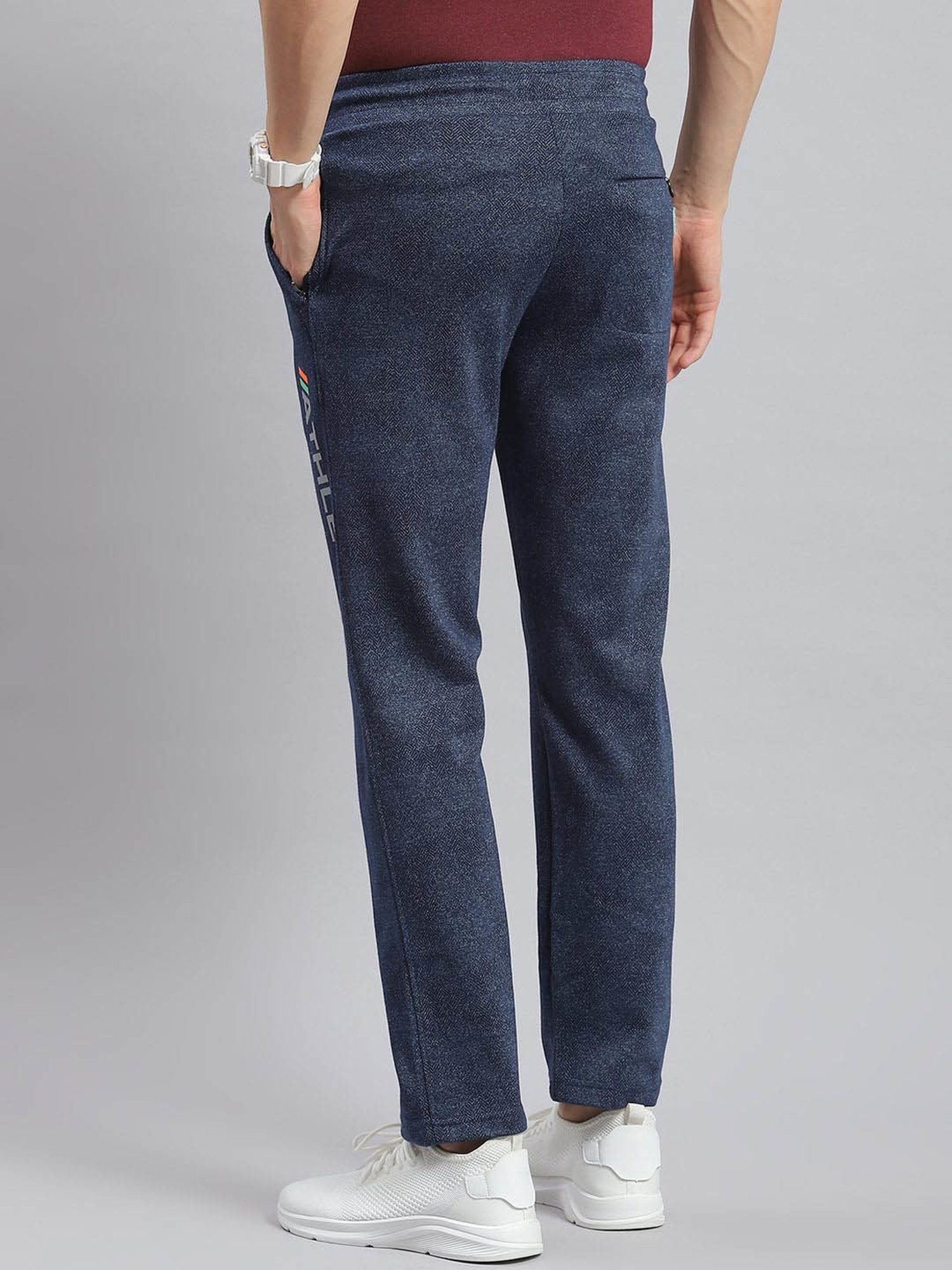 Monte Carlo Navy Regular Fit Printed Trackpants