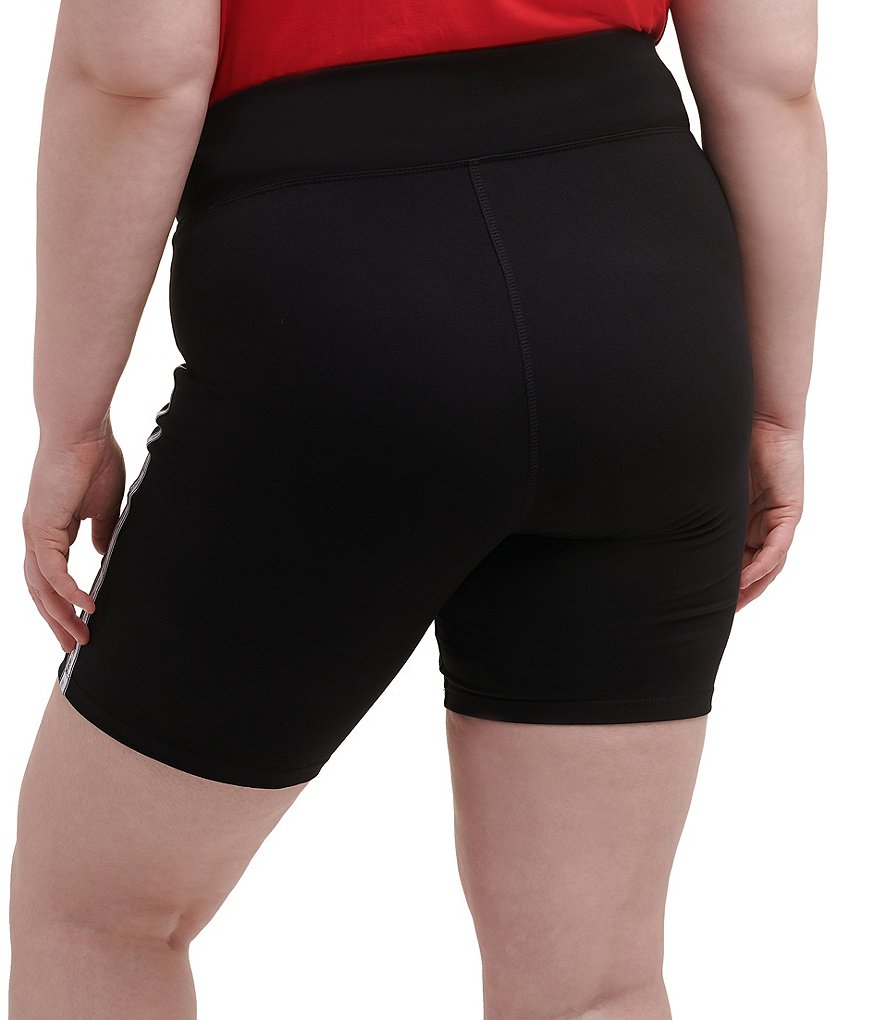 Tommy Hilfiger Sport Plus Size High Rise Full Length Logo Taping 9#double; Active Biker Shorts