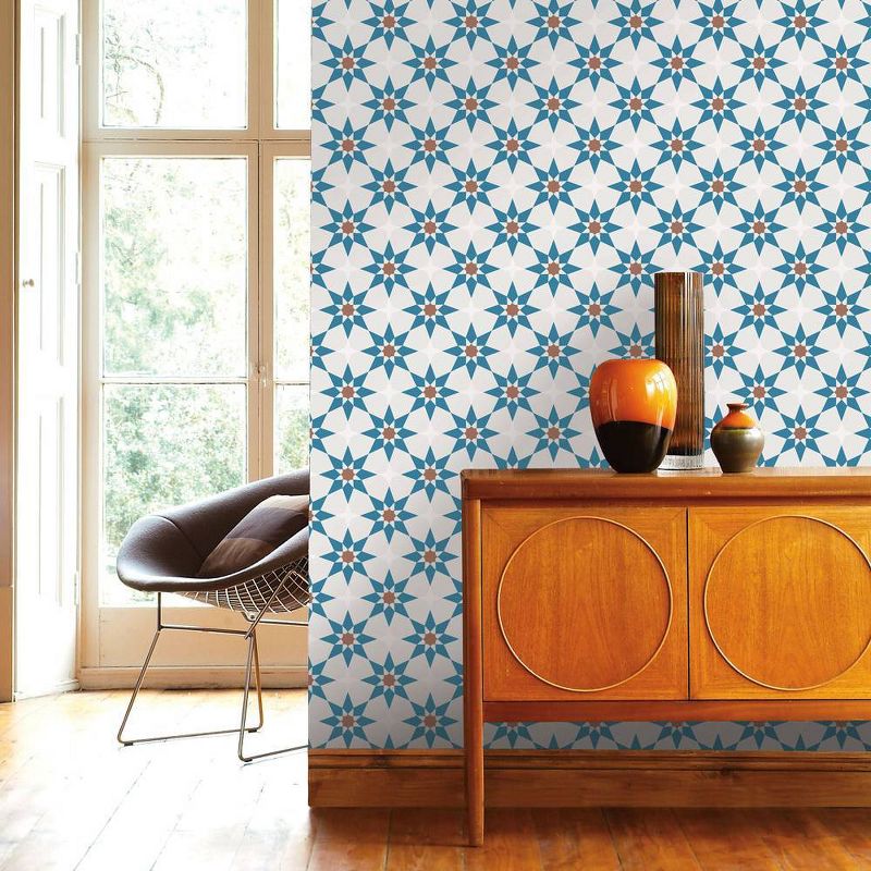 Tempaper Soleil Terracotta Self-Adhesive Removable Wallpaper Blue