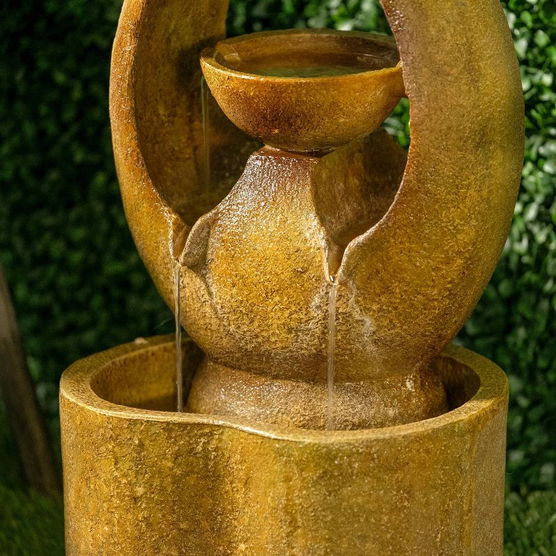 20.75" Indoor/Outdoor Abrazo Fountain with Water Pump Brown - Alfresco Home LLC