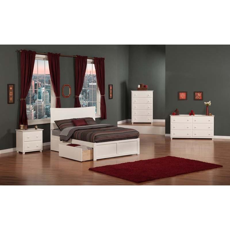 Metro Full Flat Panel Foot Board w/ 2 Urban Bed Drawers White - Atlantic Furniture