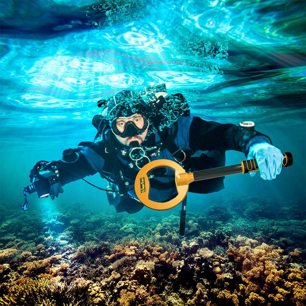 USB Rechargable Handheld Metal Detector Underwater Treasure Finder 5.9 Inch Search Coil Dive Mode Waterproof Outdoor Treasure Finder IP68 Waterproof Level Sound Vibrations Alarm Function with LED