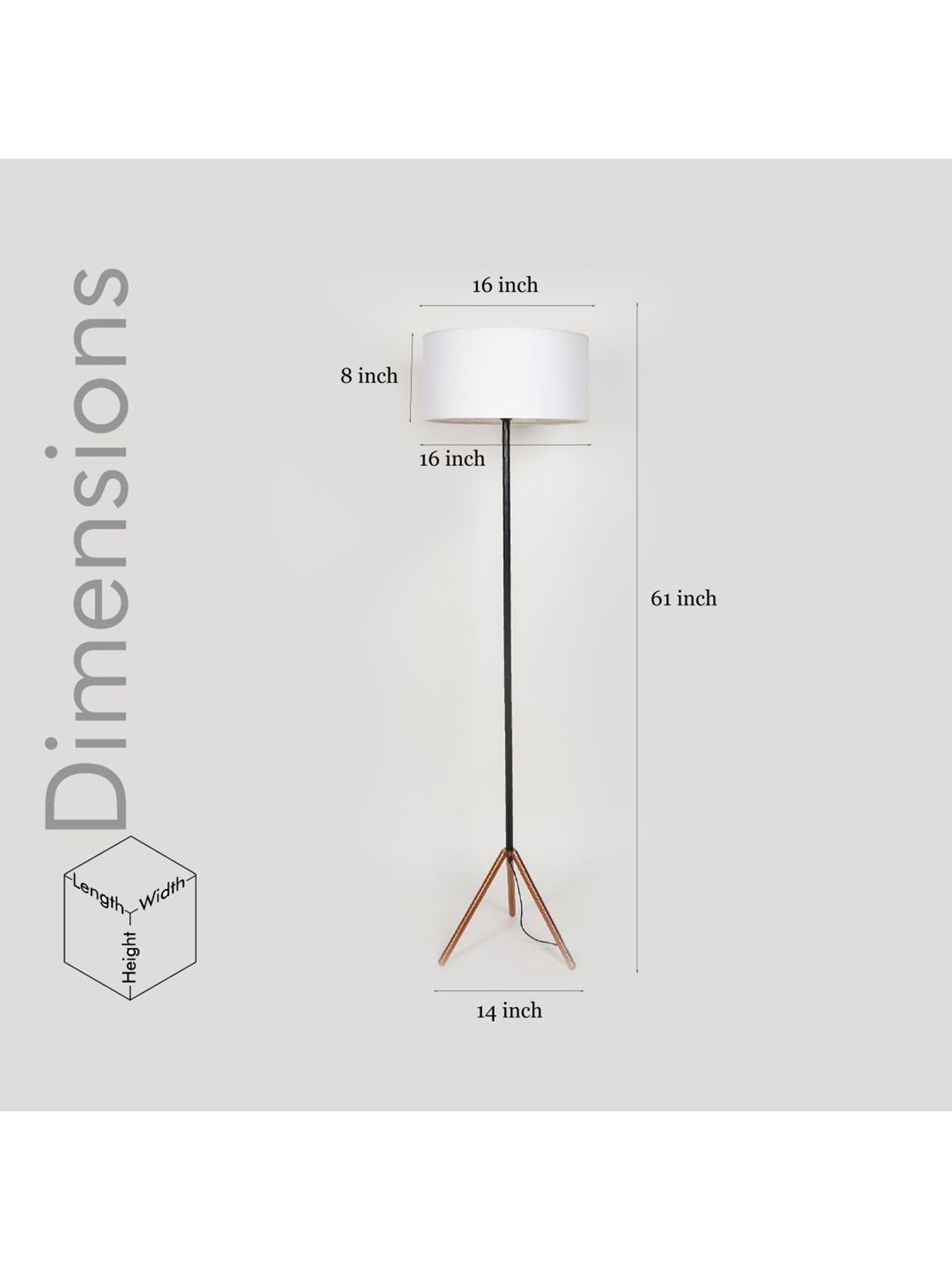 Kapoor Lamp Shades Black & White Metal Mizuko Cotton Shade Floor Lamp