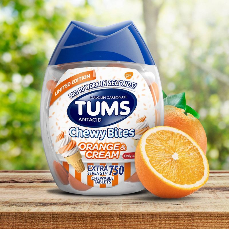 Tums Chewy Bites Orange and Cream Extra Strength Chewable Antacid for Heartburn - 60ct