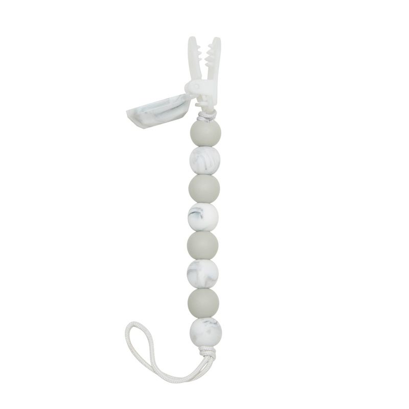 Loulou Lollipop Lolli Soother Holder in Silicone Clip - Marble Gray