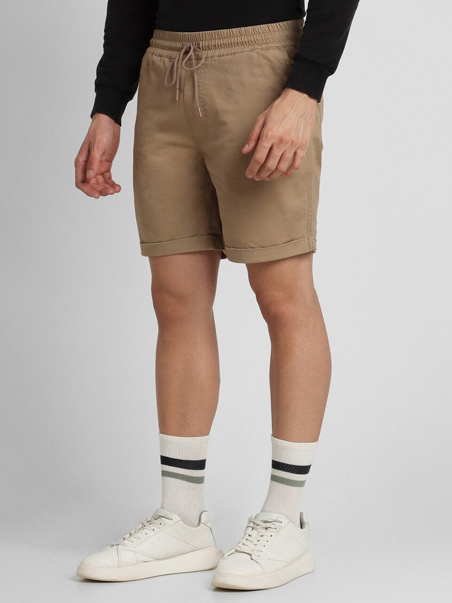 Forever 21 Khaki Cotton Regular Fit Shorts