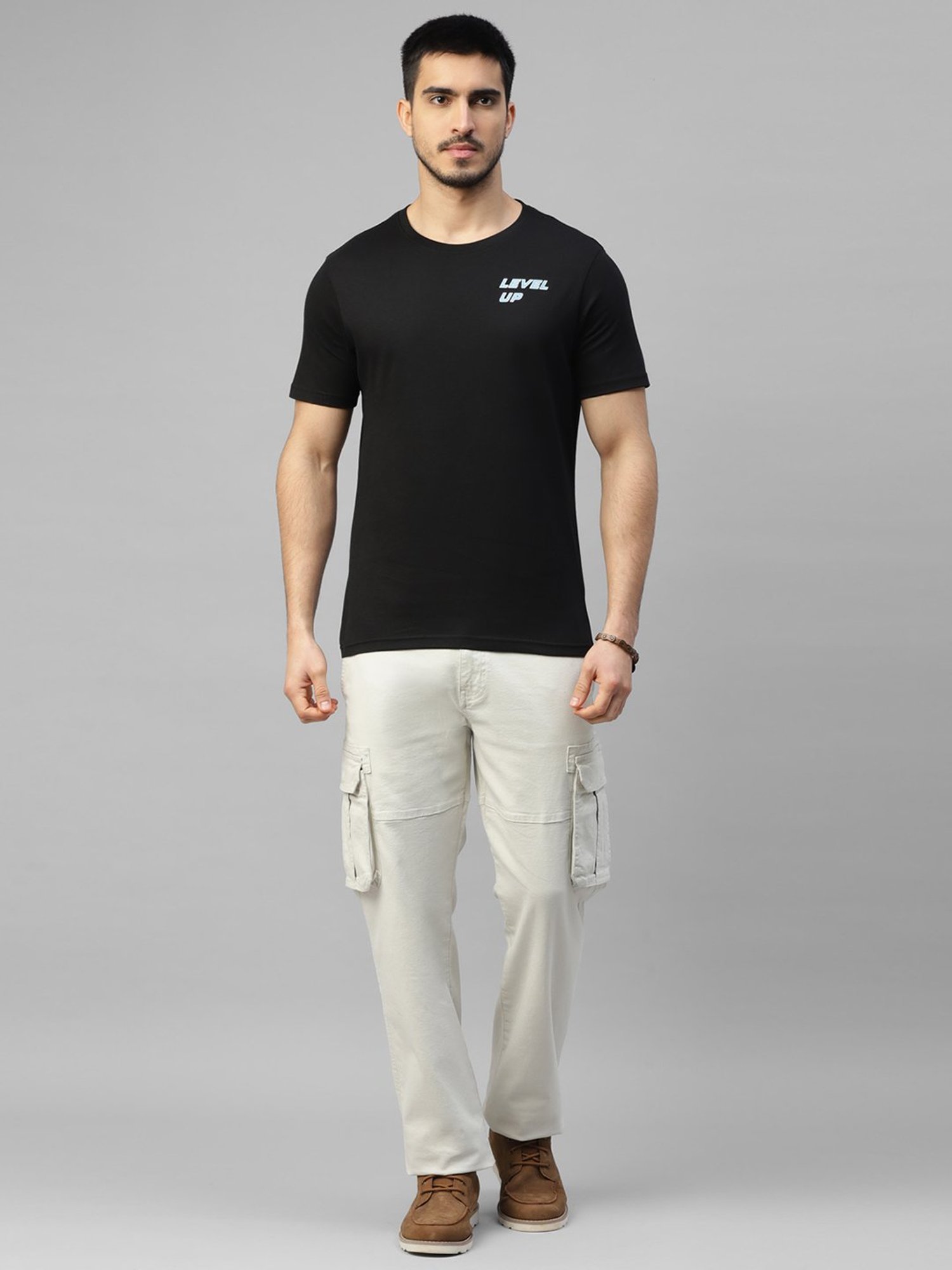 Royal Enfield LEVEL UP GLOW Black Regular Fit Printed Crew T-Shirt