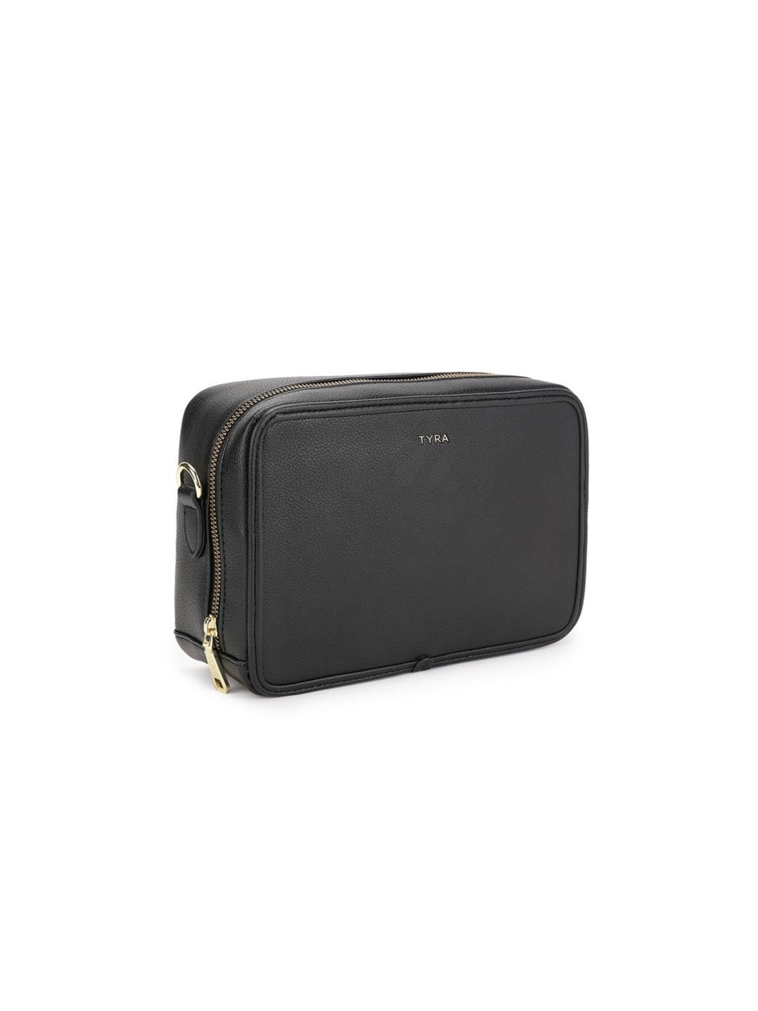 Tyra Sladison Black Solid Faux Leather Sling Handbag