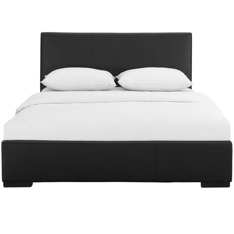 Black Queen Hindes Upholstered Platform Bed in Black - Camden Isle